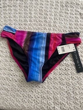 La Blanca Women's Multicolor Stripe Bikini Bottom - Pink, Blue & Brown